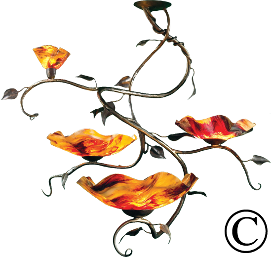 Magnolia Four Blossom Chandelier: Style 1