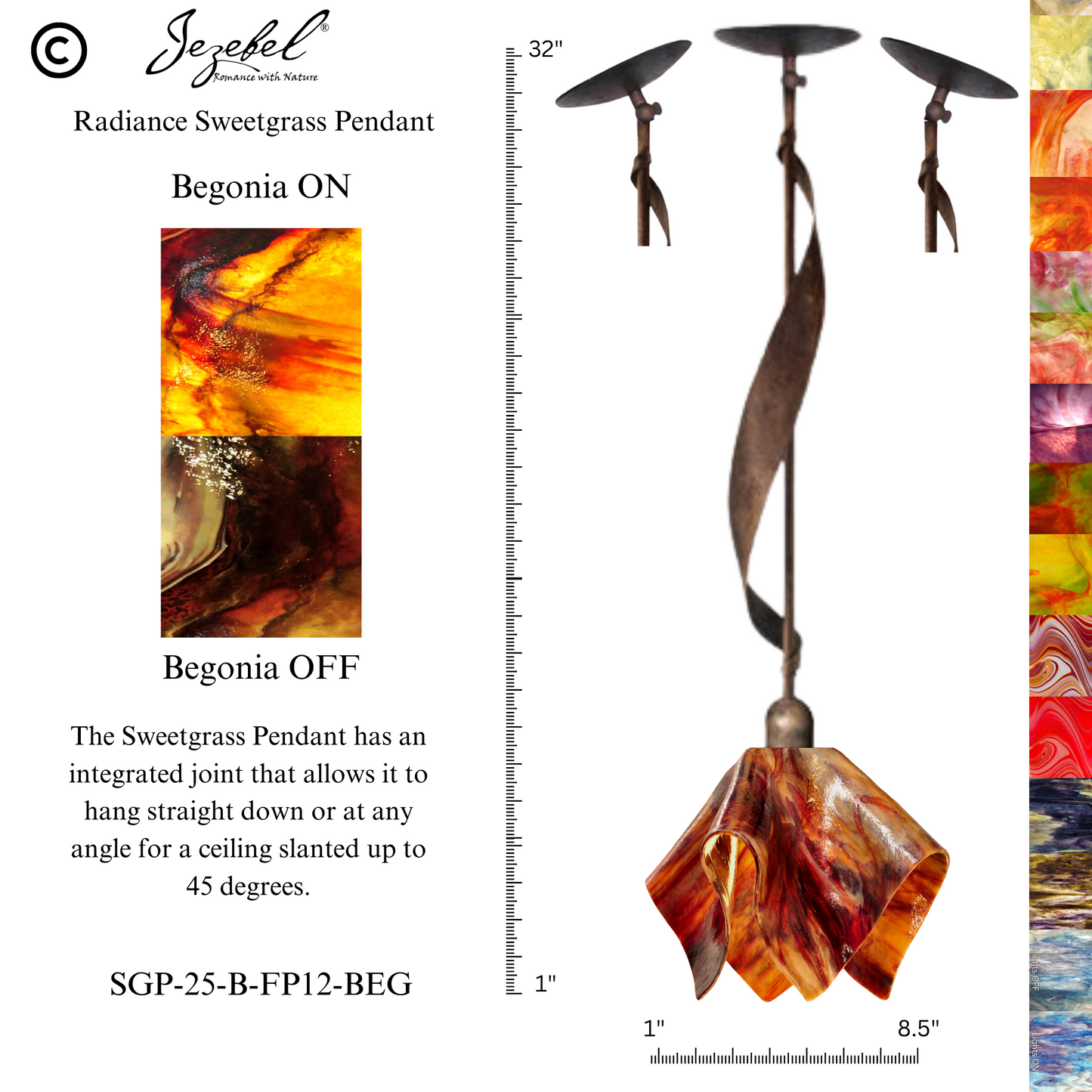 Jezebel Sweetgrass Pendant, Flame