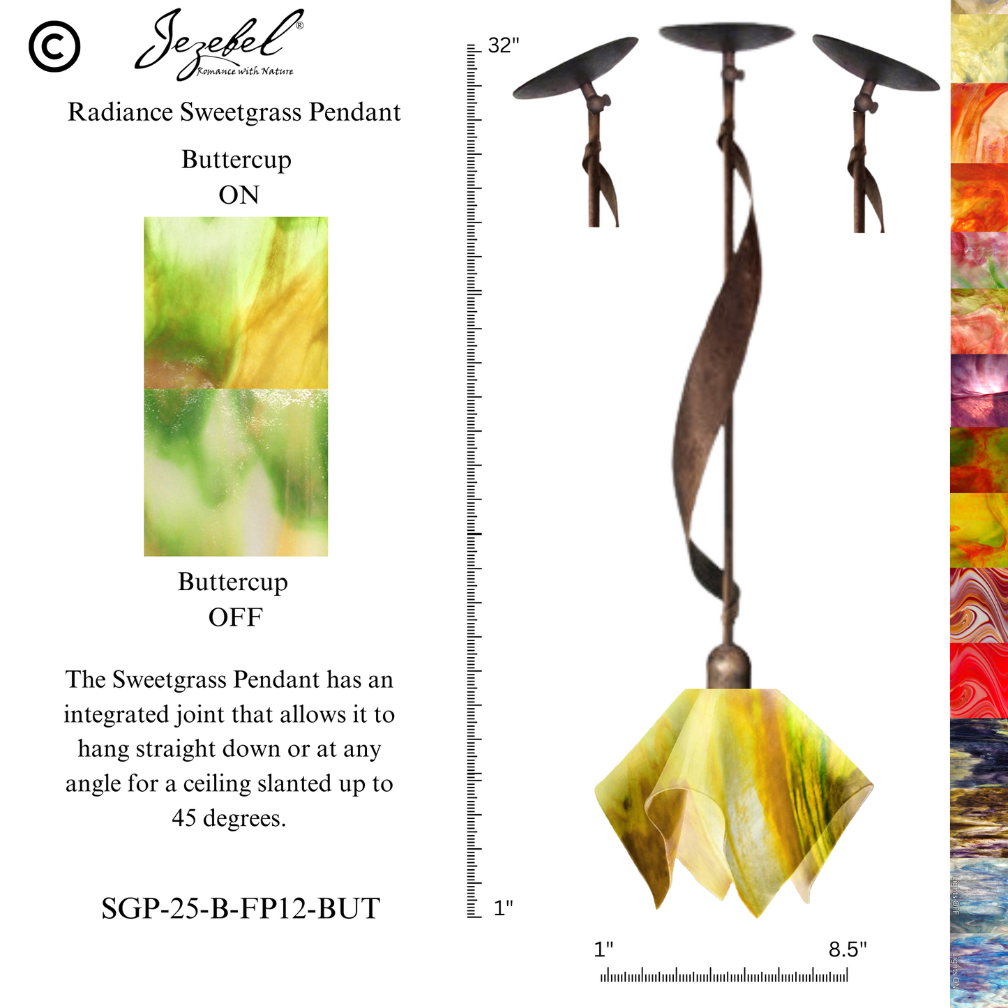 Jezebel Sweetgrass Pendant, Flame