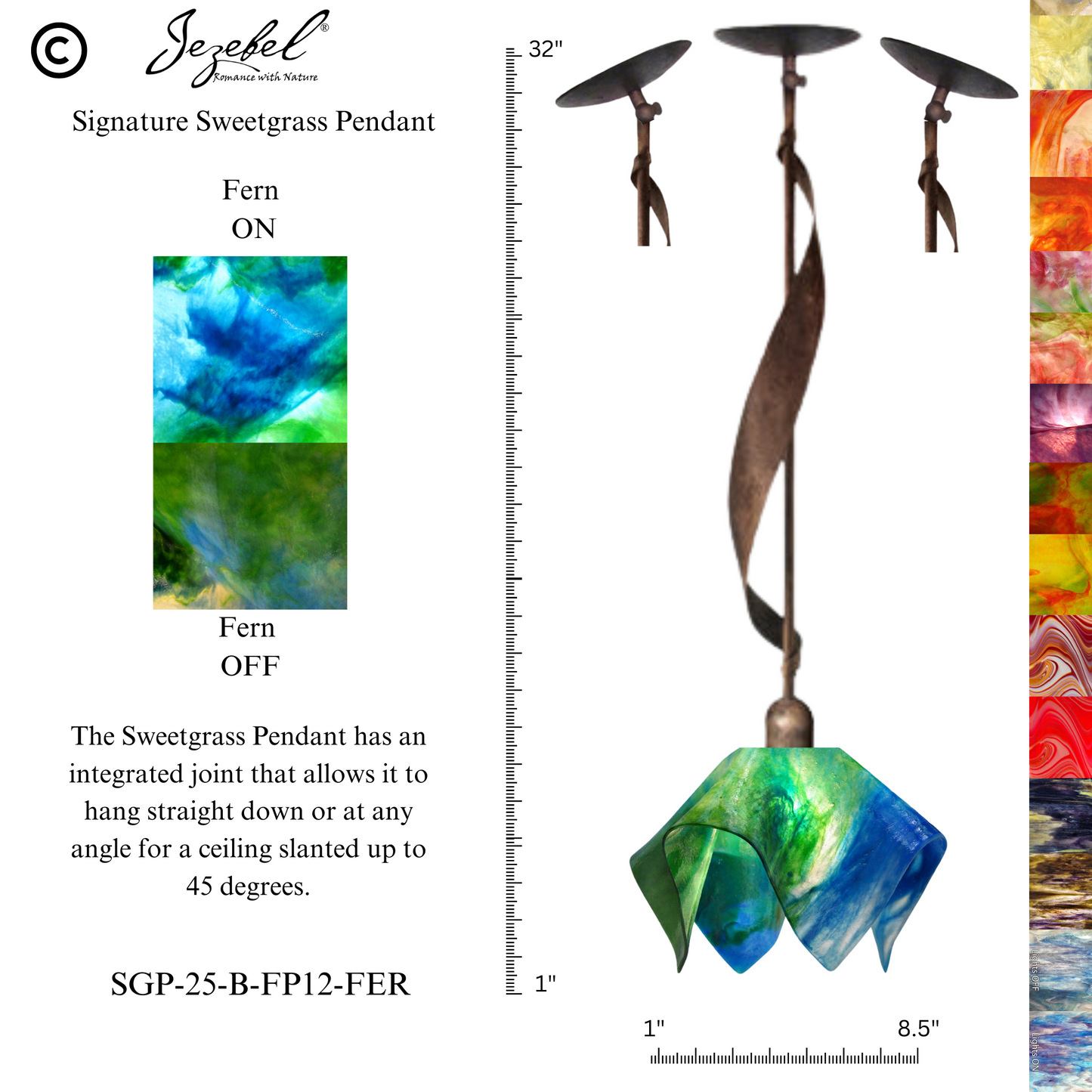 Jezebel Sweetgrass Pendant, Flame