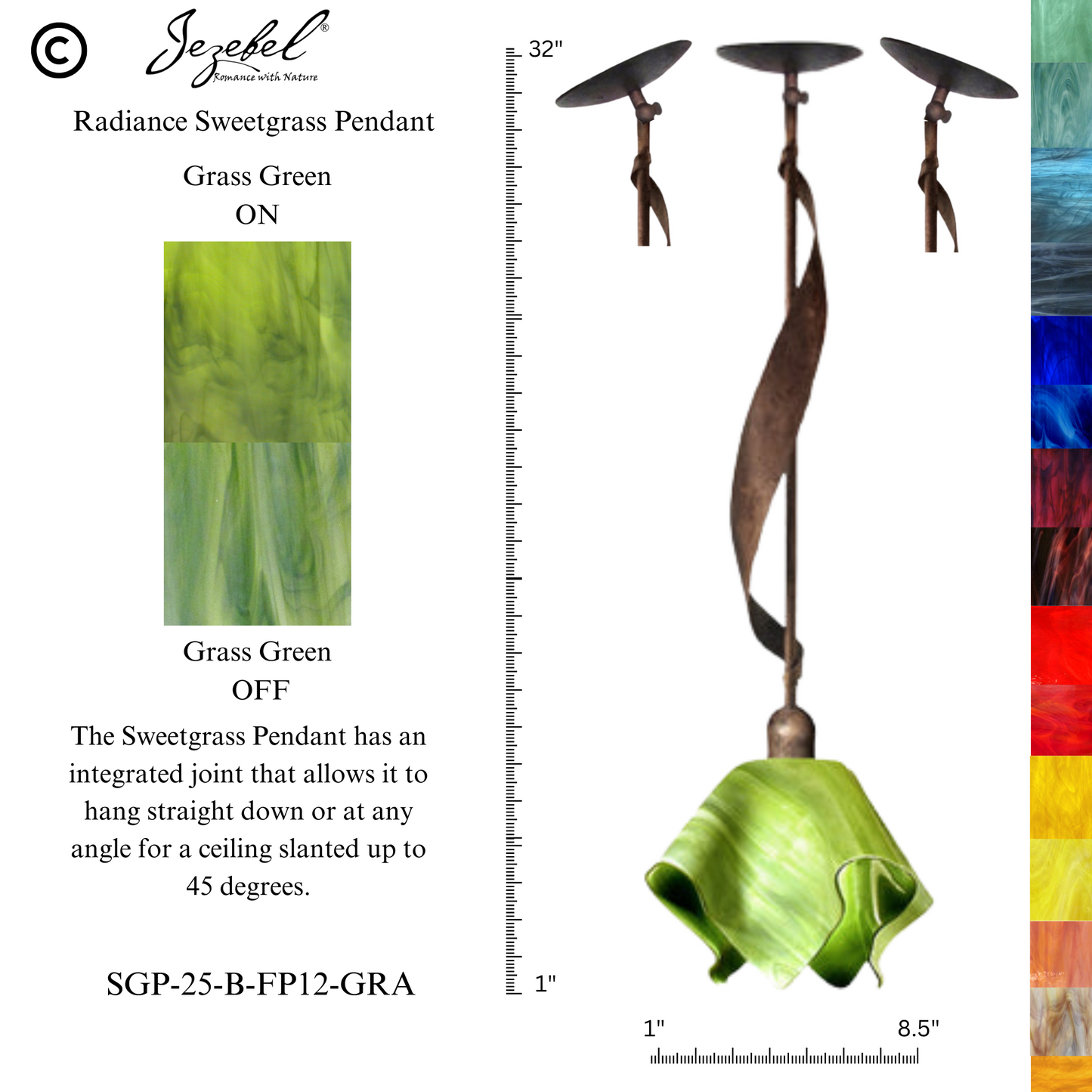 Jezebel Sweetgrass Pendant, Flame