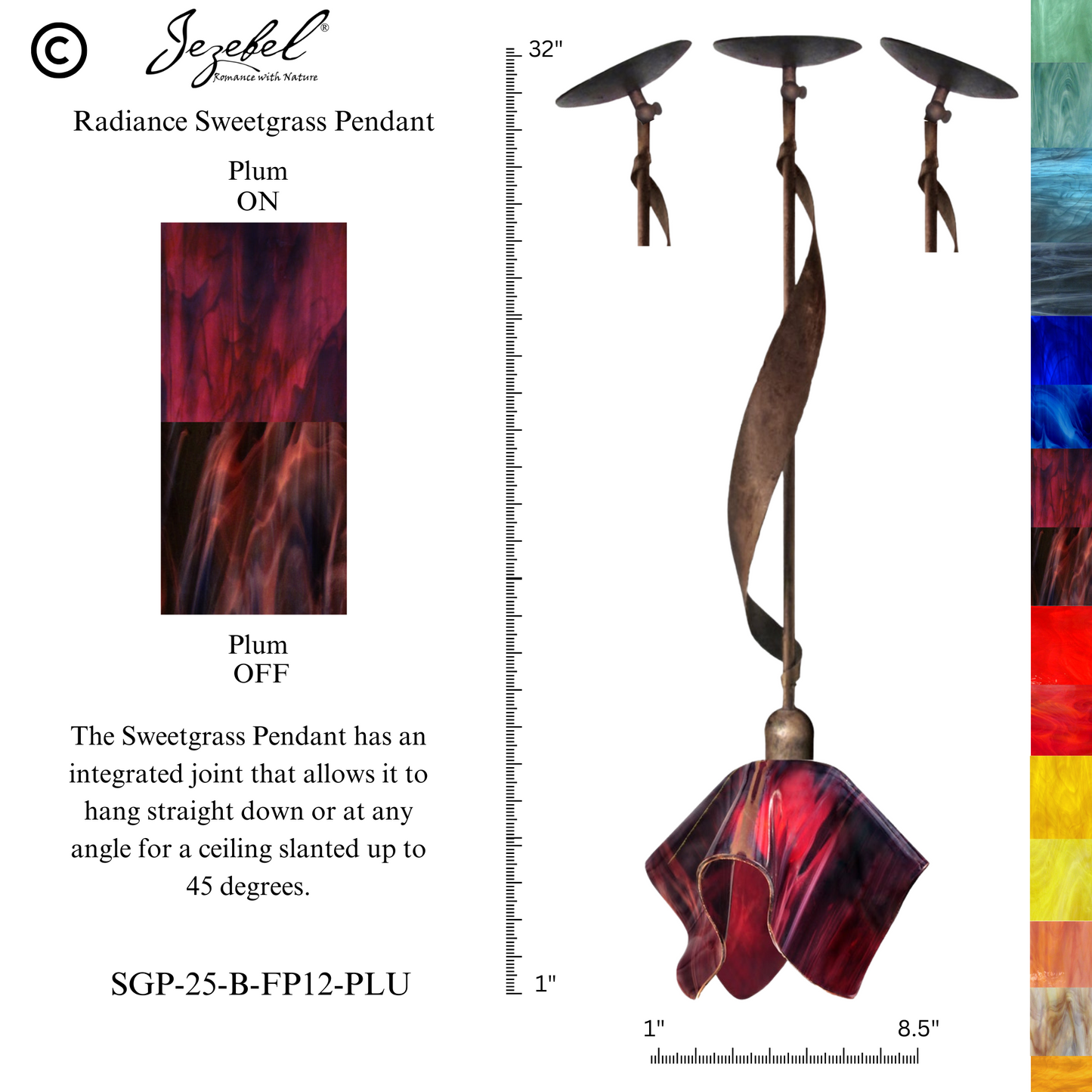 Jezebel Sweetgrass Pendant, Flame