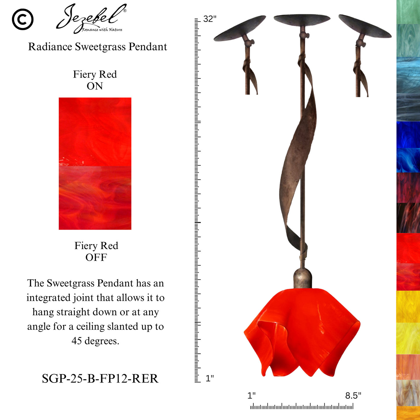 Jezebel Sweetgrass Pendant, Flame