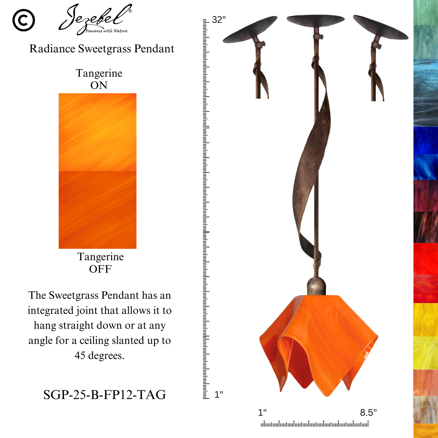 Jezebel Sweetgrass Pendant, Flame