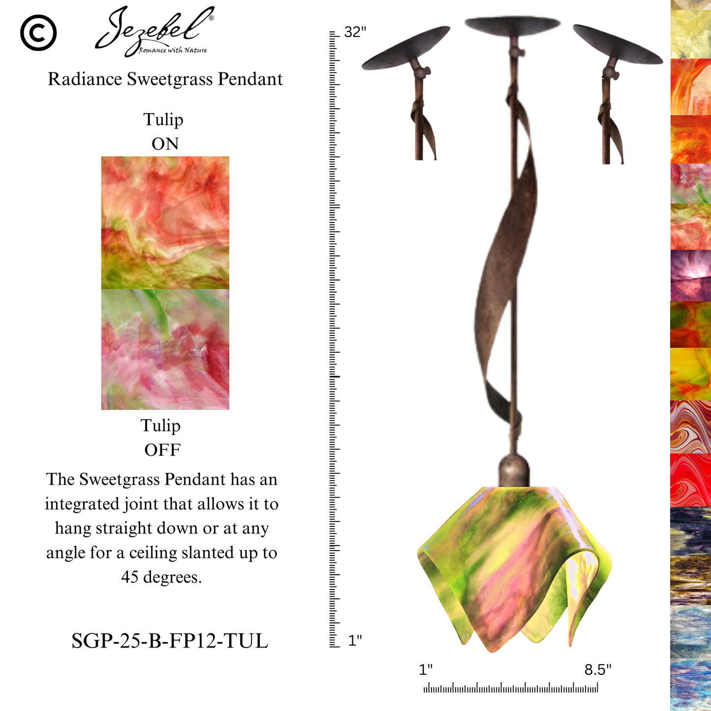 Jezebel Sweetgrass Pendant, Flame