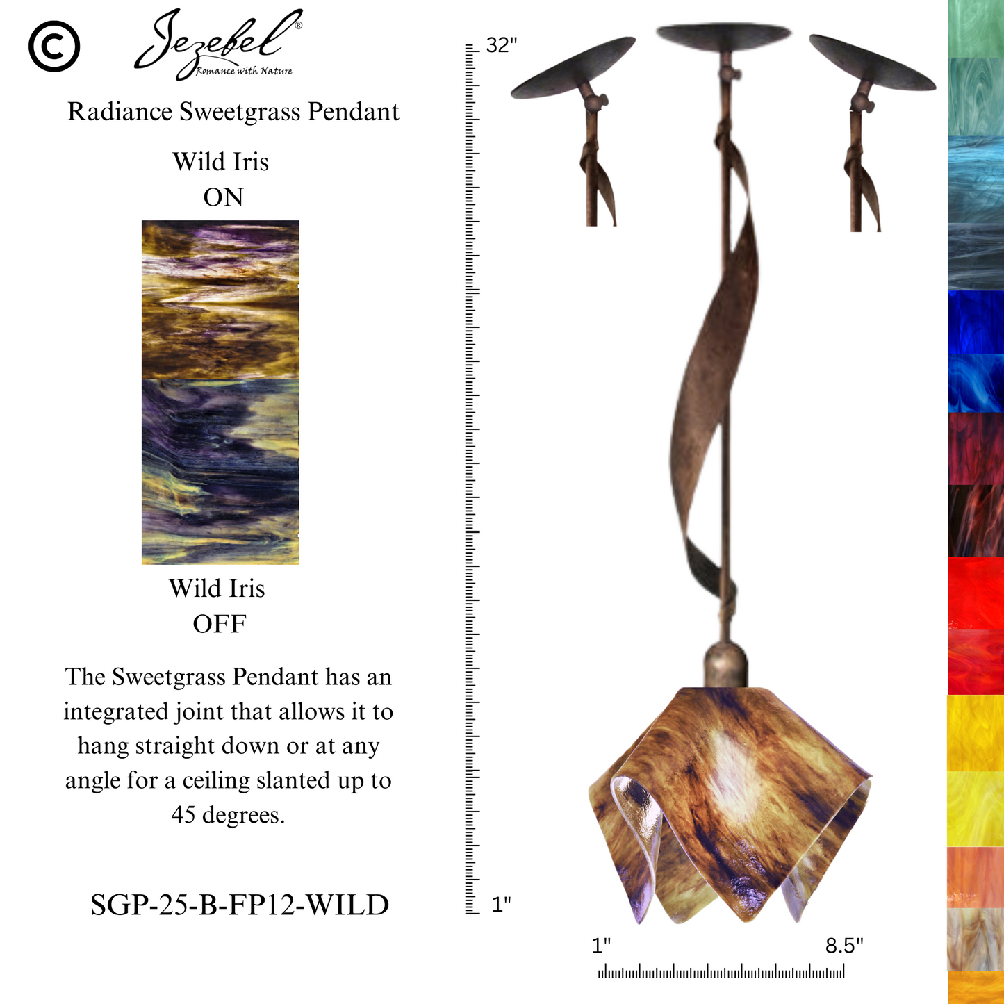 Jezebel Sweetgrass Pendant, Flame