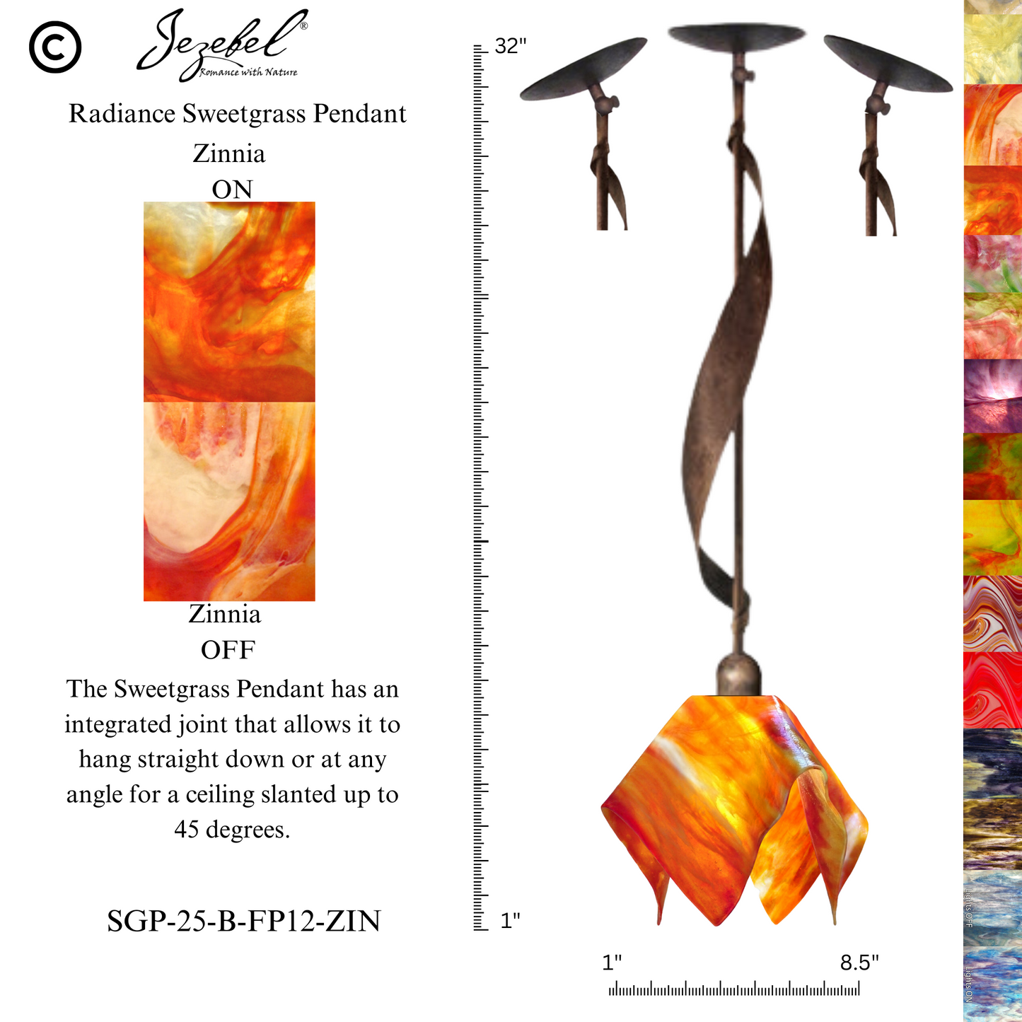 Jezebel Sweetgrass Pendant, Flame