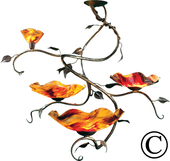 Magnolia Four Blossom Chandelier